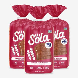 Sola Keto Sweet & Buttery White Bread, 1g Net Carbs (3 Pack)