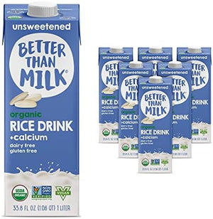 Better Than Milk Organic Rice Milk Unsweetened, 33.8 Fl Oz (6 Pack)