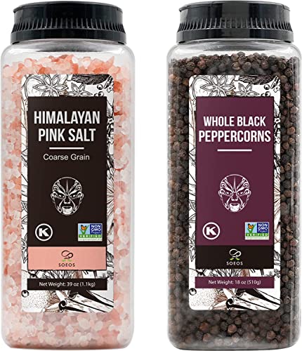 Soeos Himalayan Pink Salt & Black Peppercorns Set