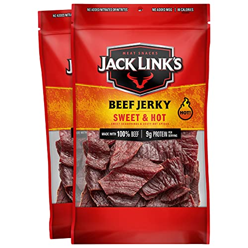 Jack Link's Beef Jerky, Sweet & Hot, 9 Oz (Pack of 2)