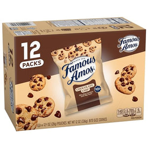 Famous Amos Classic Chocolate Chip Cookies, 1 Oz, 12 Pack