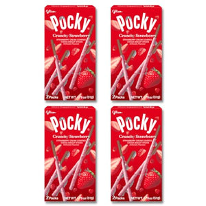 Pocky Sticks - Crunchy Chocolate Strawberry Flavor, 4 Pack