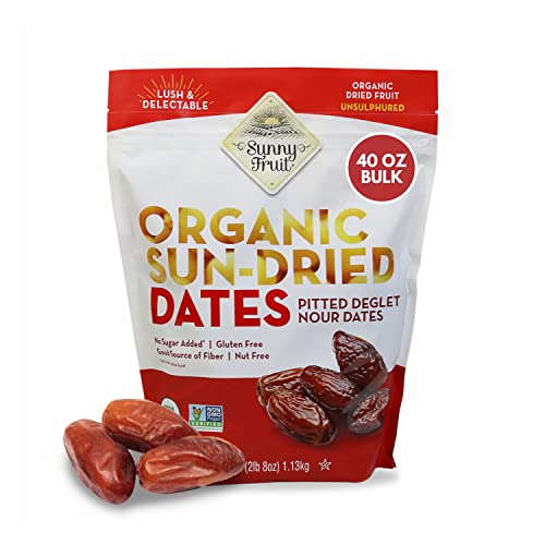 ORGANIC Pitted Dates (Deglet Nour) - Sunny Fruit 40oz Bulk Bag