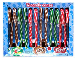 Dr. Pepper, 7 Up, and A&W Christmas Candy Cane, Pack of 12