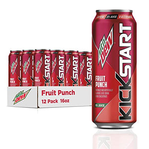 Mountain Dew Kickstart, Fruit Punch, 16 fl oz (12 Count)