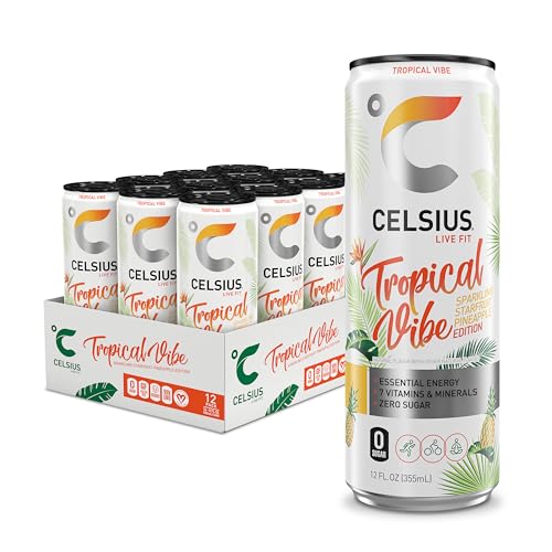 CELSIUS Sparkling Tropical Vibe Energy Drink, 12 Pack