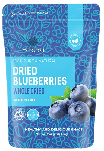 Whole Dried Blueberries, No Sugar Added, 1 Pound