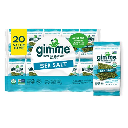 gimMe Sea Salt Organic Roasted Seaweed, 20 Count