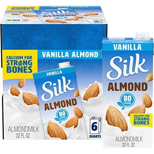 Silk Shelf-Stable Almond Milk, Vanilla, 1 Quart (Pack of 6)