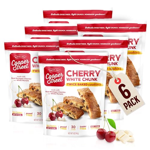 Cooper Street Italian Biscotti Cookies, Cherry White Chunk, 5 oz (Pack of 6)