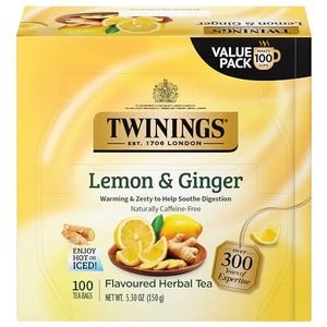 Twinings Lemon & Ginger Herbal Tea, 100 Tea Bags