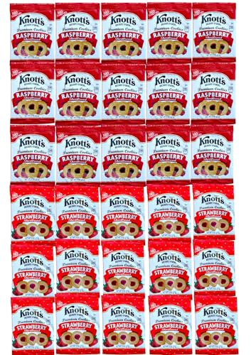 Knott's Berry Farm Shortbread Cookies Bundle: 15 Strawberry & 15 Raspberry