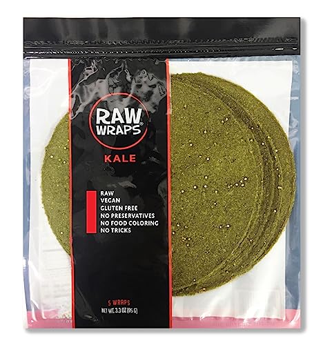 Raw Wraps, Kale Flavor, 5 Wraps, Gluten Free