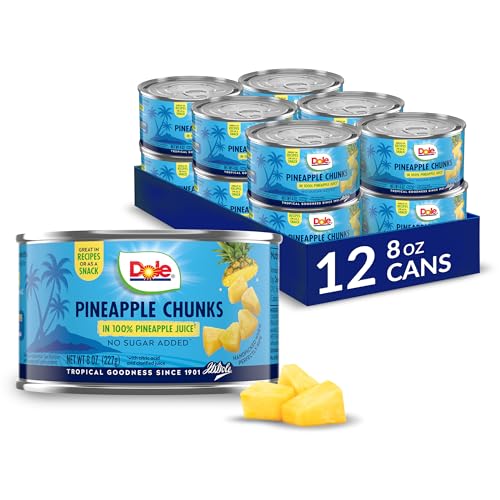 Dole Pineapple Chunks in 100% Pineapple Juice, 12 Pack