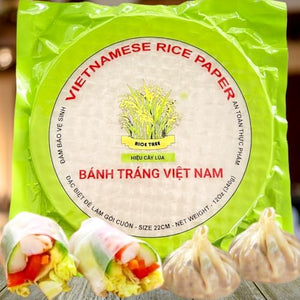 Premium Rice Papers Wrappers for Spring Rolls, 22cm Round (1 Pack)