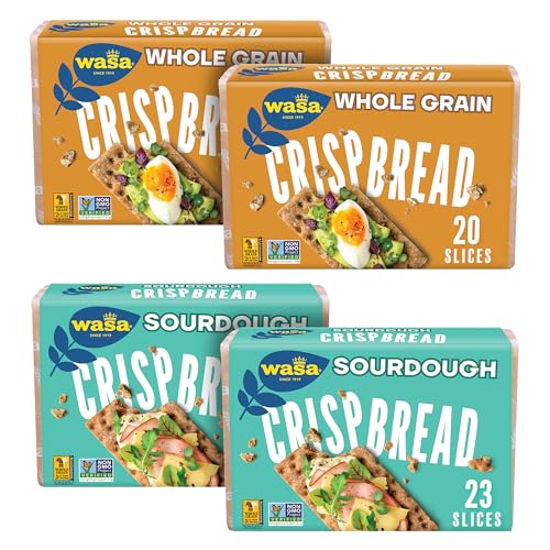 Wasa Crispbread Variety Pack, Sourdough and Whole Grain (Pack of 4)