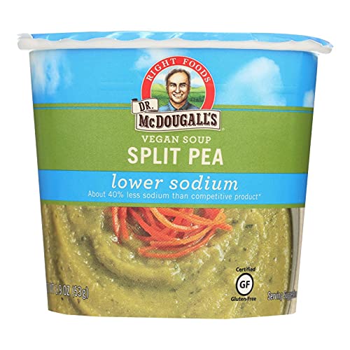 Dr. McDougall's Vegan Split Pea Soup, Lower Sodium, 1.9-Oz Cups, 6 Pack