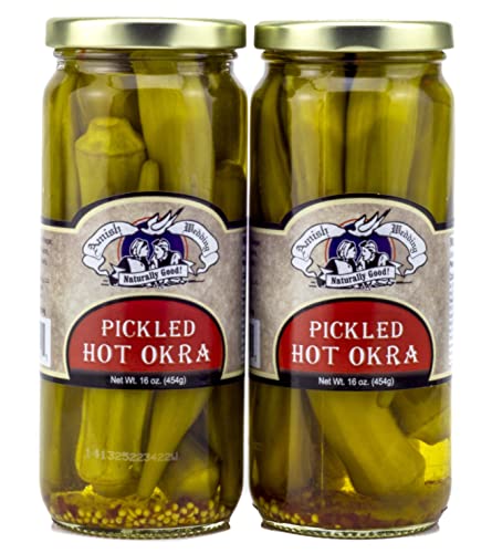 Amish Wedding Hot Pickled Okra 16oz (Pack of 2)