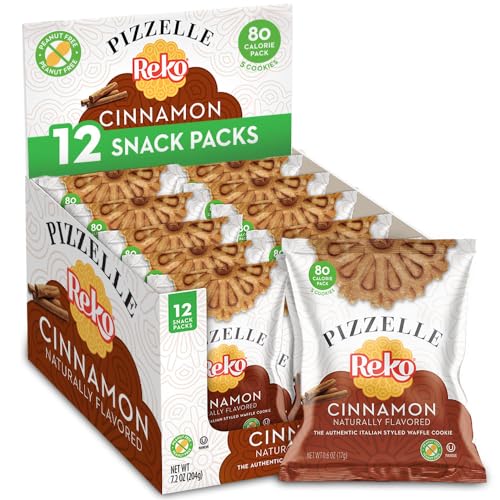 Reko Pizzelle Waffle Cookies, Cinnamon, Box of 12