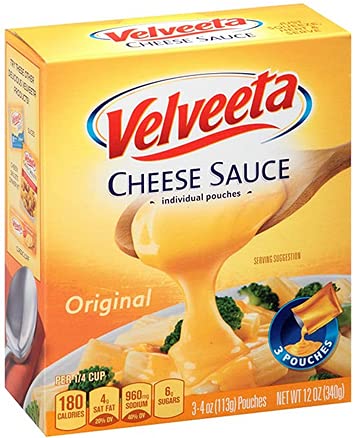 Velveeta Cheese Sauce, Original, 3 - 4oz Pouches (Pack of 4)