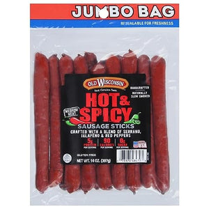 Old Wisconsin Hot & Spicy Sausage Sticks, 14oz