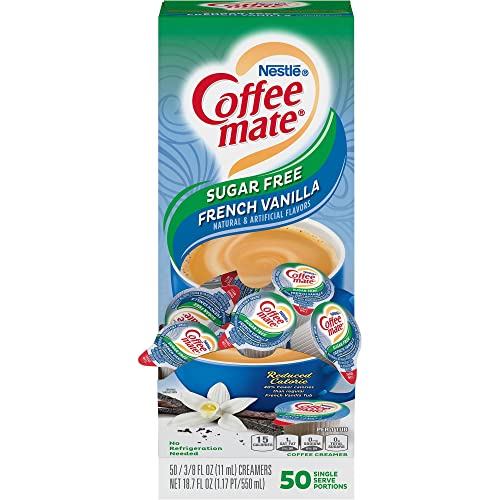 Nestle Coffee mate Sugar Free French Vanilla Creamer Singles, Box of 50