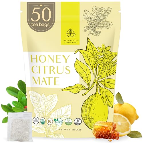 Palermo Organic Yerba Mate Tea Bags, Honey Citrus, 50 Count