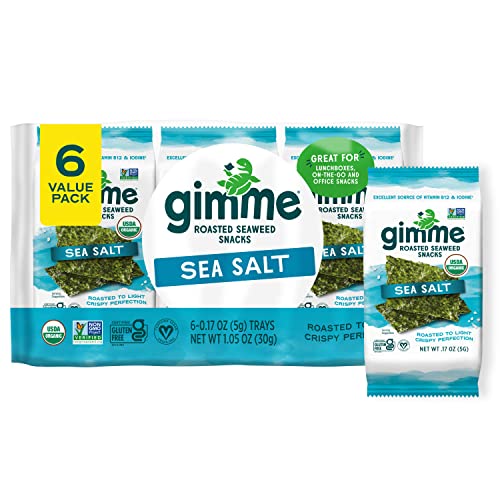 gimMe Sea Salt Organic Roasted Seaweed Sheets, 6 Count