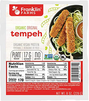 Franklin Farms Organic Original Tempeh, 8 Ounce -- 12 per case.