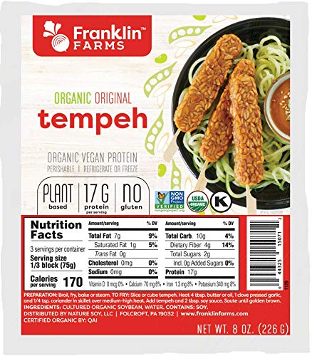 Franklin Farms Organic Original Tempeh, 8 Ounce -- 12 per case.