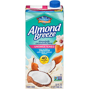 Almond Breeze Almondmilk Blend, Unsweetened Vanilla, 32 oz (12 Pack)