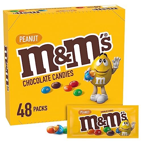 M&M'S Full Size Peanut Milk Chocolate Candy, 1.74 oz, 48 ct