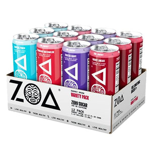 ZOA Zero Sugar Energy Drinks, Variety Pack, 12 Fl Oz