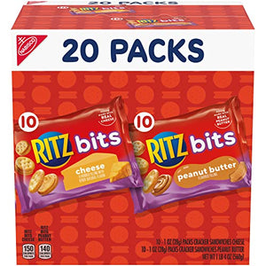 RITZ Bits Cheese & Peanut Butter Cracker Sandwiches, 20 Packs