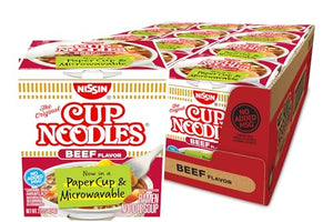 Nissin Cup Noodles Soup, Beef Flavor, 2.25 oz (12 Pack)