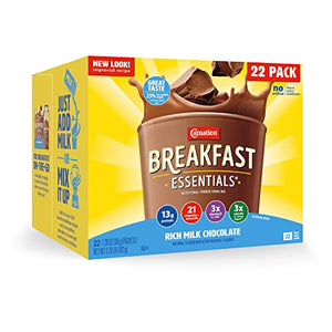 Carnation Breakfast Essentials Powder Drink Mix, Rich Milk Chocolate, 1.26 Oz (Pack of 22)