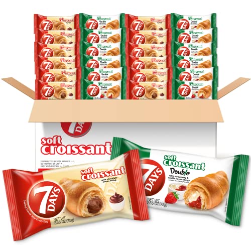 7Days Soft Croissant Variety Pack, Chocolate & Strawberry Vanilla, 24 Count