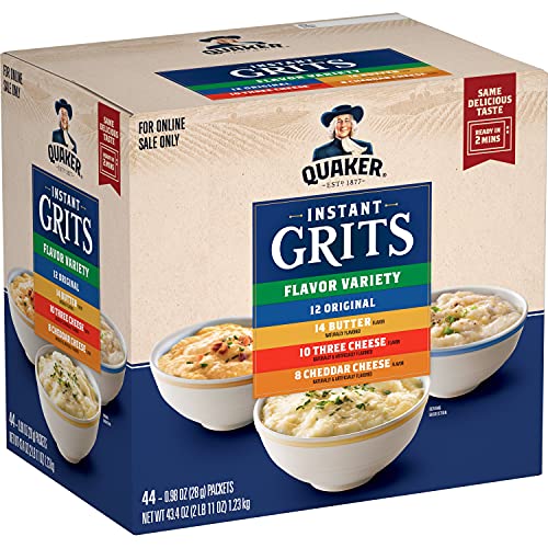 Quaker Instant Grits, 4 Flavor Variety Pack, 44 Count