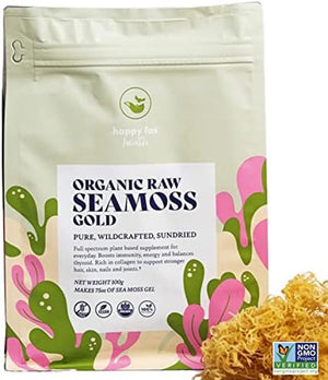 HAPPY FOX Raw Organic Sea Moss, 100 Gram Pack