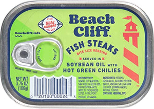 Beach Cliff Fish Steaks in Soybean Oil with Hot Green Chilies, 3.75 oz, Pack of 12