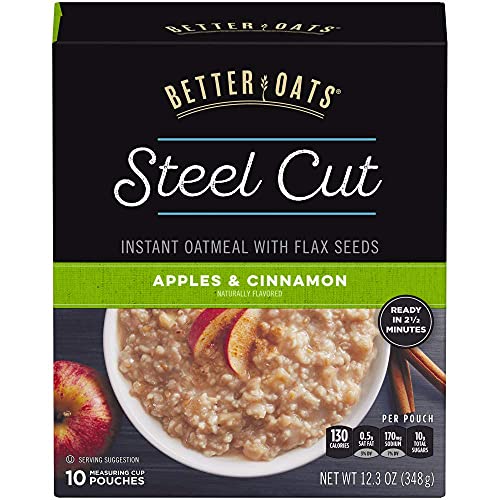 Better Oats Steel Cut Apples and Cinnamon Oatmeal Packets (6 Pack)