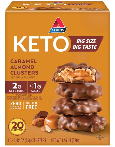 Atkins Caramel Almond Clusters, Keto Friendly, 20 Count