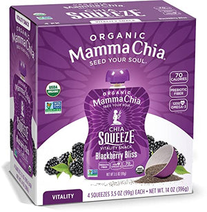 Mamma Chia Organic Vitality Squeeze Snack, Blackberry Bliss, 24 Pack