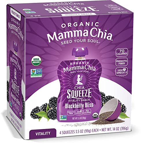 Mamma Chia Organic Vitality Squeeze Snack, Blackberry Bliss, 24 Pack