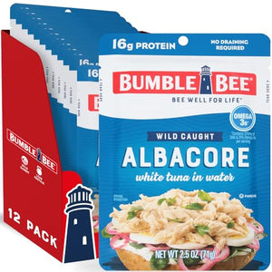 BUMBLE BEE Premium Albacore Tuna in Water, 2.5 Ounce Pouches (Pack of 12)