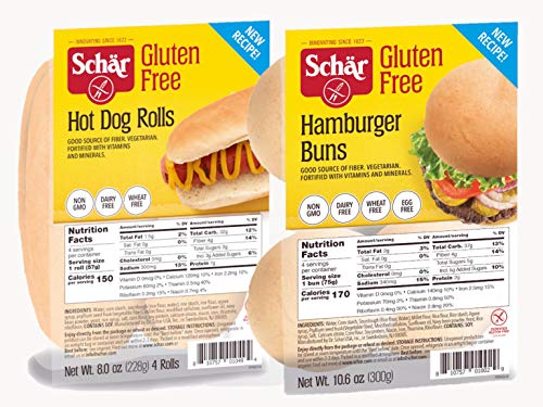 Schar Gluten Free Hot Dog and Hamburger Buns, 8 Total