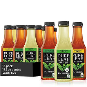 Pure Leaf Iced Tea, Unsweetened Variety Pack, 18.5 Fl Oz (12 Pack)