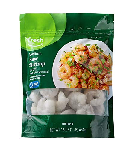 Amazon Fresh Raw Medium Peeled & Deveined Shrimp, 1 Lb