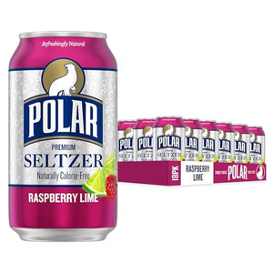 Polar Seltzer Water Raspberry Lime, 12 fl oz (18 Pack)