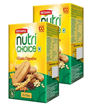 BRITANNIA Nutri Choice 5 Grain Digestive Biscuits, 8.81oz, 2 Pack